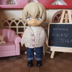 作品シンプルカーディガン(生成)＊ねんどろいどどーる・オビツ11・ミキちゃんマキちゃん＊アウトフィット