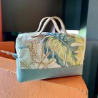 作品バッグインバッグ  イギリス🇬🇧輸入生地ボタニカル刺繍　モンステラ