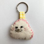 作品ハリネズミキーホルダー（綿麻）　バッグチャーム　刺繍　