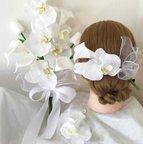 作品♥ ブーケ造花 ＊ブートニア＊髪飾り3点 セット● ウェディングブーケ 造花結婚式 /花束＊造花ブーケ