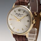 作品1970年 英国ヴィンテージ J.W.ベンソン K9金無垢ケース 紳士用腕時計 動作良好