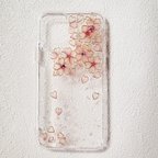 作品キラキラ☆桜ひらり　レジンスマホケース　オーロララインストーン付き