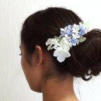 作品ブルーと白の小花のヘアーアクセサリー