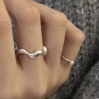 作品銀製シンプル波状 指輪