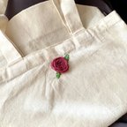 作品ワンポイント刺繍トートバッグ《お花・薔薇》