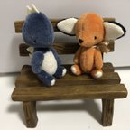 作品＜yukie-p様専用＞ハンドメイドのキツネさんとかいじゅうさん(ネイビー)