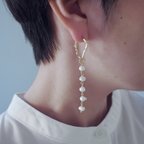 作品long chain pearl 【ピアス】⁂　春　ロング　淡水パール　シンプル