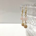 作品ピンク×さざれ石　ハンドメイドピアス