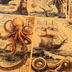 作品Log Book　航海　危険生物　海の生物　素材紙　 コラージユ　デザインペーパー （M）