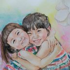 作品似顔絵　似顔絵オーダー　姉妹　入学　入園　記念写真