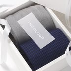 作品上質な靴下を贈ろう！ メンズソックス2足組ギフトセット －  INCOLOUR ライトグレー &ブルー
