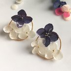 作品3輪の紫陽花のピアス