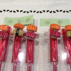 作品ミニチュア寿司ボールペン 赤 二個付き キャップ型