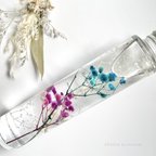 作品鮮やか紫陽花カラーなカスミソウのハーバリウム　シンプル　上品　男女兼用　梅雨　選べるキャップ