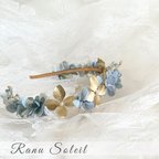 作品*⋆⸜𝐧𝐞𝐰⸝⋆* カチューシャ Blue ヘッドドレス 髪飾り　結婚式　成人式　卒業式　プリザーブドフラワー　ドライフラワー　着物　袴　ヘアアクセサリー　振袖和装 ドレス