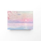 作品油絵　原画　オリジナル　「桜と海 2」　送料無料