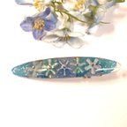 作品ブルーのお花と京都オパールの綺麗なヘアクリップ