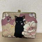 作品キルトゲイト 猫 がま口通帳ケース メイクポーチ