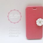 作品【iPhone全機種】シックなお花の大人可愛いiPhoneケース（ピンク×白）/アイフォンケース/アイホンケース