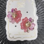 作品本物のお花のレジンアクセサリー　ピアス　