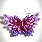 作品大きな紫色の蝶のかんざし　つまみ細工