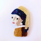 作品ビーズ 刺繍ブローチ / 真珠の耳飾りの少女