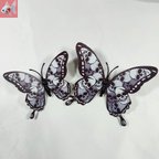 作品◆スカル蝶のヘアクリップ②　ブルーグレー2個セット