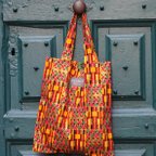 作品【African Wax Tote Bag】リバーシブルトート Empire Red M19