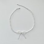 作品ribbon pearl necklace〈ビーズネックレス〉〈パールネックレス〉〈リボンネックレス〉