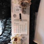 作品薔薇のカレンダーボード　アートフラワー入れ替え自由　トールペイント