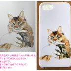 作品【猫１匹タイプ】【猫絵水彩画】スマホケース／柔らかいタッチの水彩画