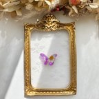 作品New キッズ Butterfly バタフライ レジン 押し花 ヘアクリップ violet