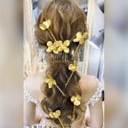 作品コーム＋ヘアピン6本セット 結婚式 花嫁 ブライダル ヘアアクセサリー ヘアアクセ ヘッドアクセサリー ゴールド フラワー ヘッドドレス 髪飾り ウエディング