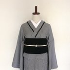 作品【送料込】Lサイズ 洋服地 単衣 着物 千鳥格子 カジュアル着物 綿着物 コットン着物