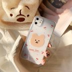 作品【SALE】iPhone 11 スマホケース ♡ 韓国 ♡さくらんぼとクマ🧸ホワイト