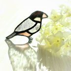 作品ガラスの小桜文鳥   ステンドグラスの鳥