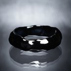 作品ガラスの氷　漆黒 Ring　【YASUDA GLASS】