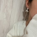 作品シルバー　パール　ロングピアス　パールピアス　silver925 シルバー925 s925 ロング　揺れるピアス　セレモニー　フォーマル　ウェディング　お呼ばれ　成人式　卒業式　入学式　パーティー　