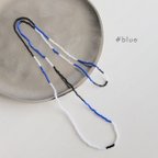 作品ブルー KABURU 留め具のない かぶるタイプのガラスビーズネックレス 青 金属アレルギー対応 80