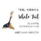 作品【プレシオサ社クリスタル】（片耳用）「幸運」を意味するWhale Tail_くじらのしっぽアクセサリー