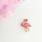 作品[フラミンゴのピンバッチ]　 Flamingo Animals 鳥 動物 贈り物 母の日 春 ピンク ギフト プレゼント  アニマルズ
