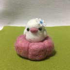 作品かわいい文鳥とお花