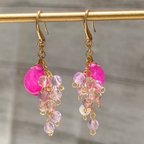 作品天然石ピアス♡アメジストピアス♡アメジストイヤリング♡ピンクジェードピアス♡