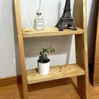 作品2段はしご型シェルフ＊ナチュラルヴィンテージ風＊玄関やお庭のインテリアに♪