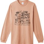 作品【SALE】わんわん大集合　ロングスリーブTシャツ （ピンク）犬　犬集合　ロンT