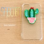 作品【ビーズ刺繍】サボテン・スマホケース  iPhone