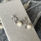 作品amane  Freshwater Pearl Silver Hoop Earrings