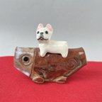 作品フレンチブルドッグ犬と陶鯉のぼり(小サイズ単品)