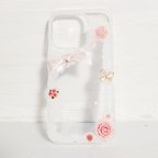 作品iPhone15pro専用スマホケース✨ピンクの薔薇と蝶