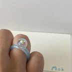 作品Mok ドイツ製クリスタル　水色　リング　シャボン玉